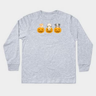 Halloween pumpkin dogs Kids Long Sleeve T-Shirt